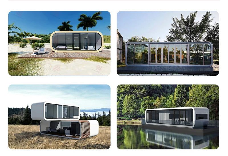 Casa prefabricada modular de diseño moderno, cabaña tipo cápsula de manzana, casa contenedor