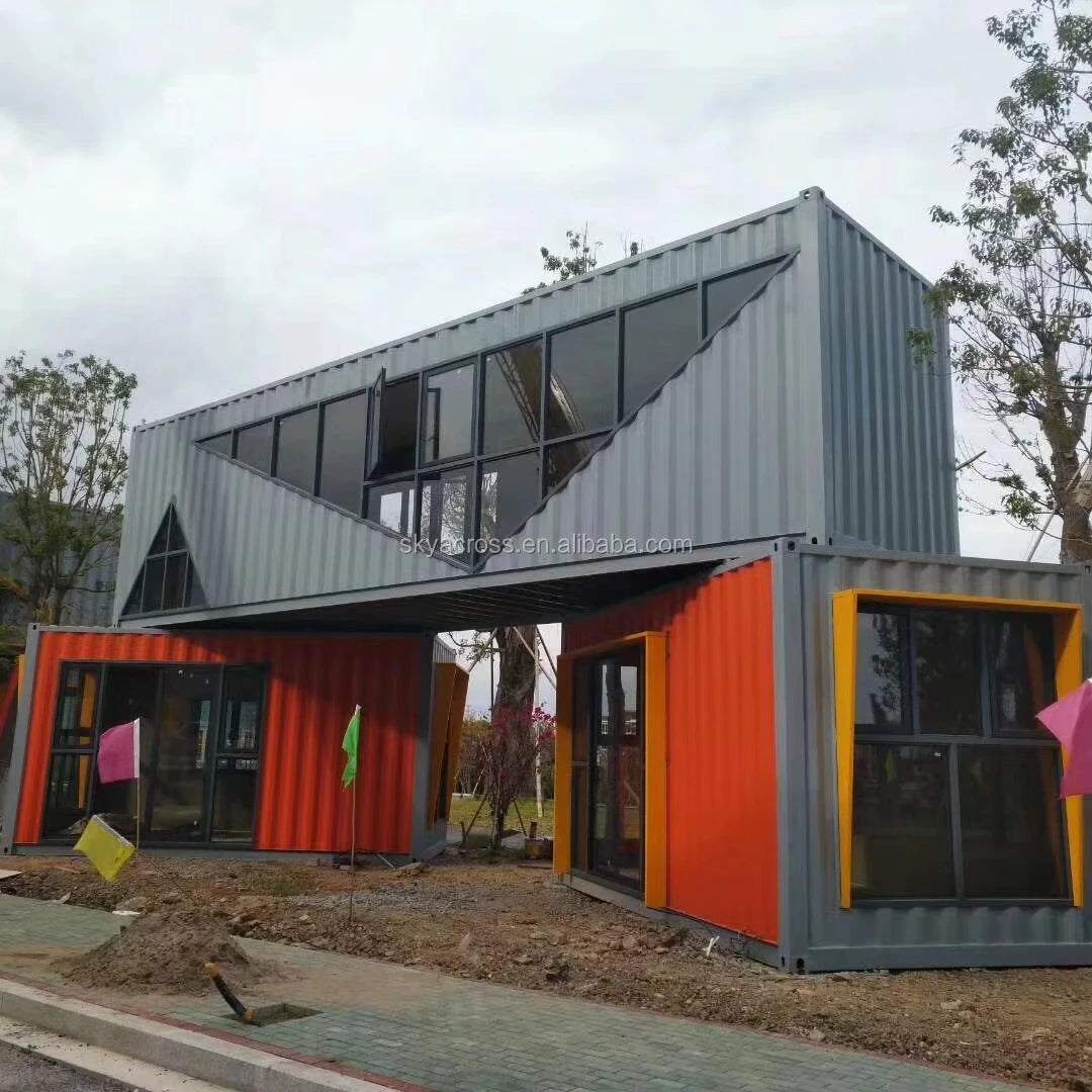 Casas prefabricadas de lujo de 20 pies con cocina, baño, casa contenedor de envío negra con uso de hotel de un dormitorio