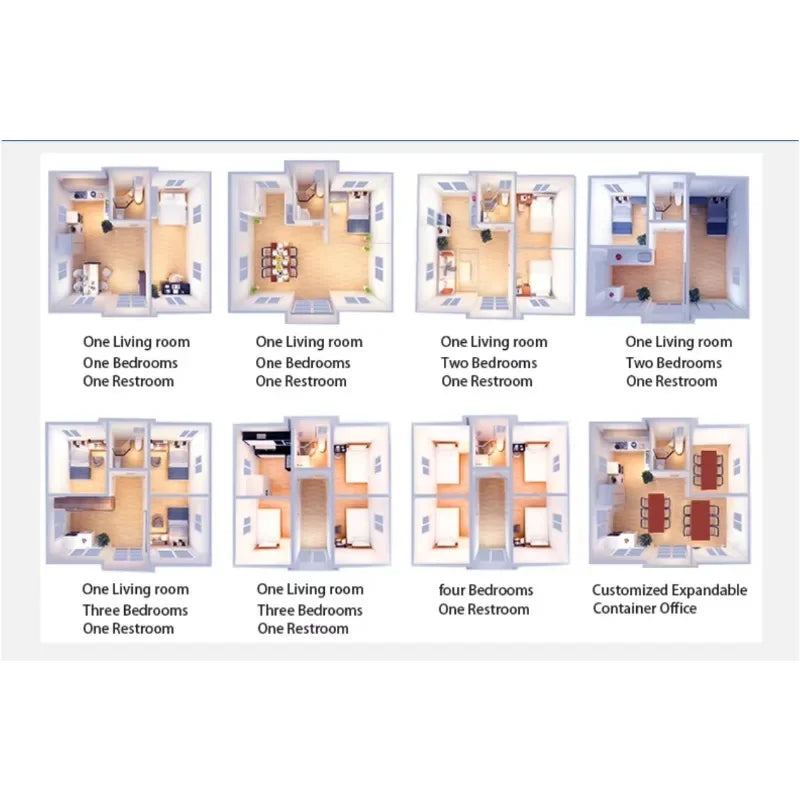 Casa contenedor expandible plegable modular de 3 habitaciones para el invierno.