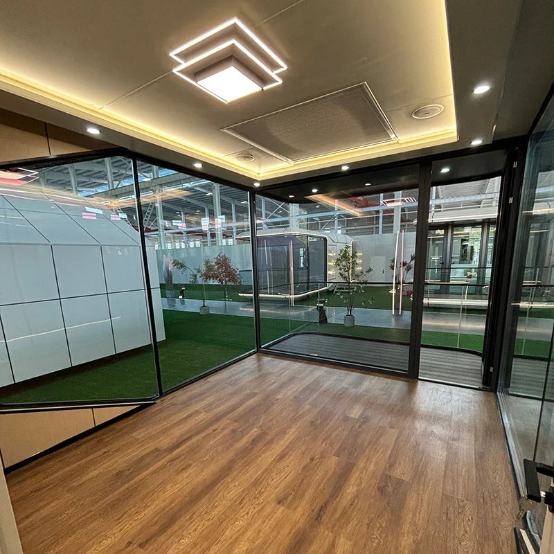 Casa cápsula espacial impermeable con color personalizable, tienda comercial, casa de playa, casas prefabricadas, casas de contenedores de envío, casas modulares de 2 pisos