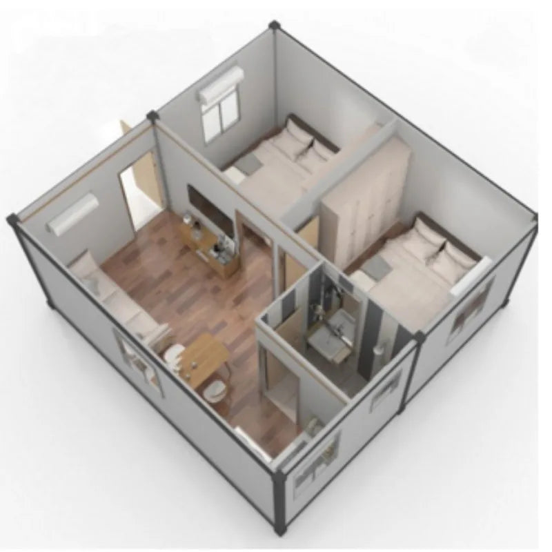 Casa plegable de alta calidad prefabricada, expandible,casa móvil de acero ligero.