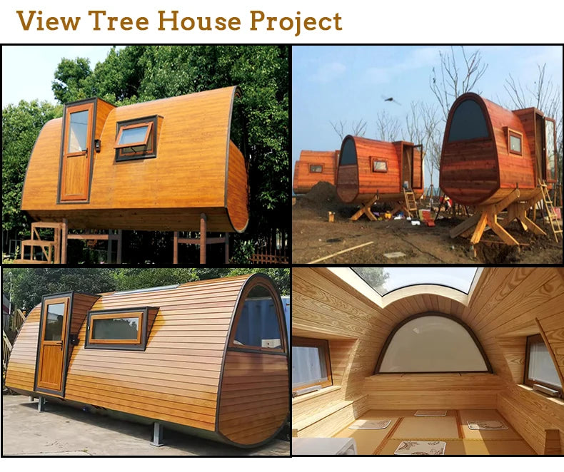 Casa modular de lujo integrada en el árbol, casa de hotel de madera prefabricada para exteriores en el árbol para niños