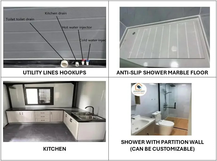 Casa prefabricada portátil pequeña casa plegable expandible y móvil con baño.